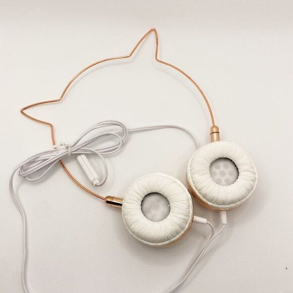 Other - Rose Gold Kitty Cat Ears Fashion Stereo Headphones With Built-In Microphone